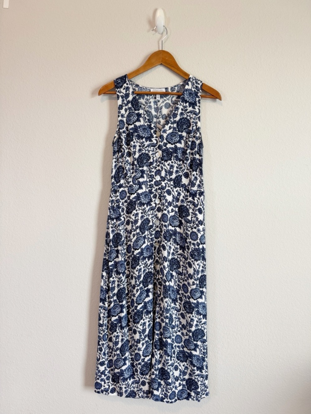 & Other Stories Floral Peacock Print Grand Millennial Button Down Midi Dress 6 - Picture 1 of 11
